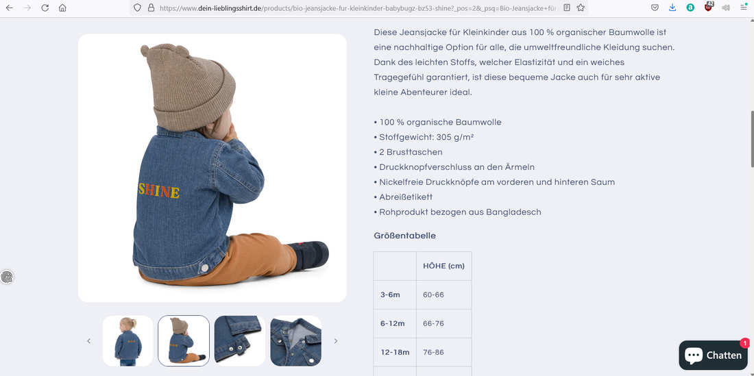 Bio-Jeansjacke für Kleinkinder | Babybugz BZ53