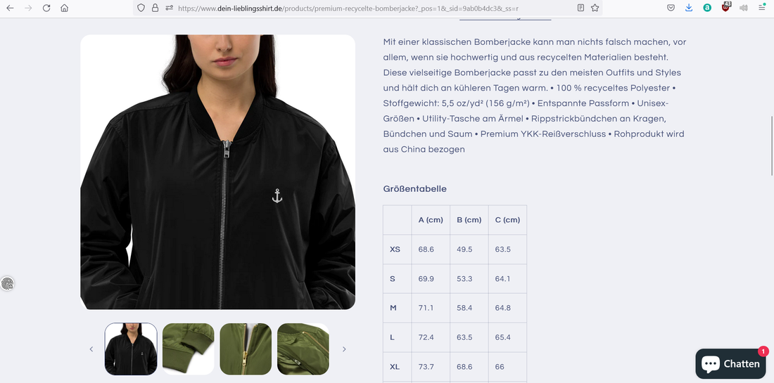 Recycelte Premium-Bomberjacke | Threadfast Apparel 395J