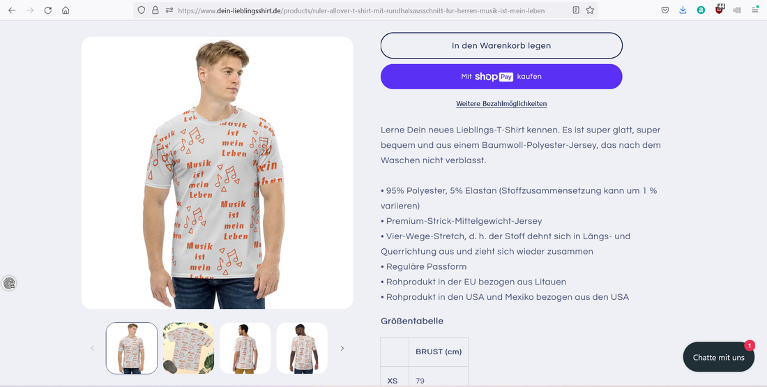 Allover-T-Shirt mit Rundhalsausschnitt für Herren