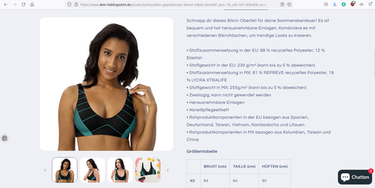 Recyceltes, gepolsterstes Allover-Bikini-Oberteil