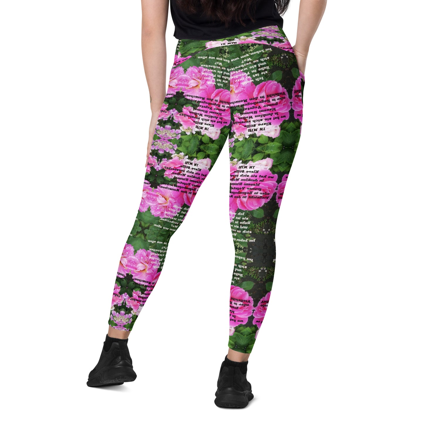 Recycelter V-Bund-Leggings mit Taschen 'Meine Poesie'