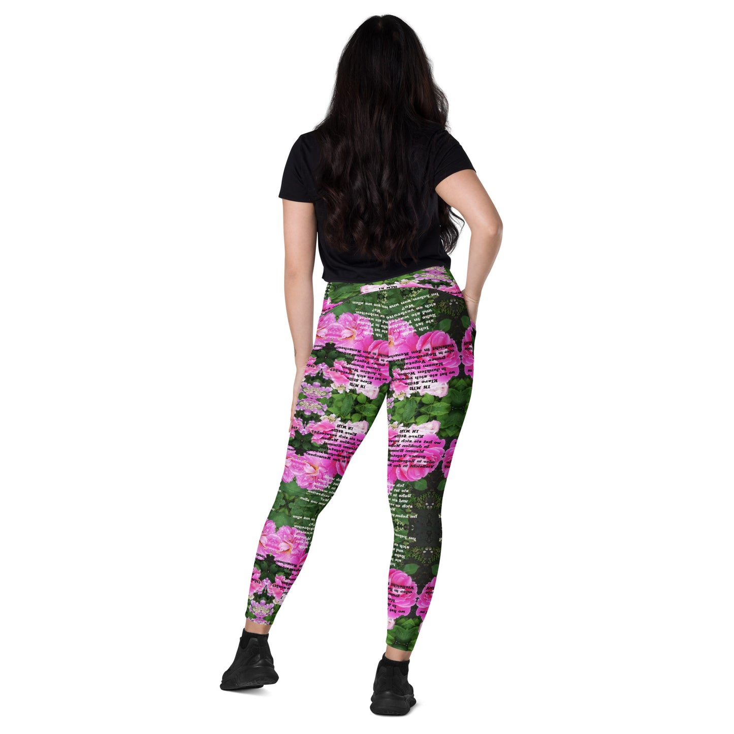 Recycelter V-Bund-Leggings mit Taschen 'Meine Poesie'