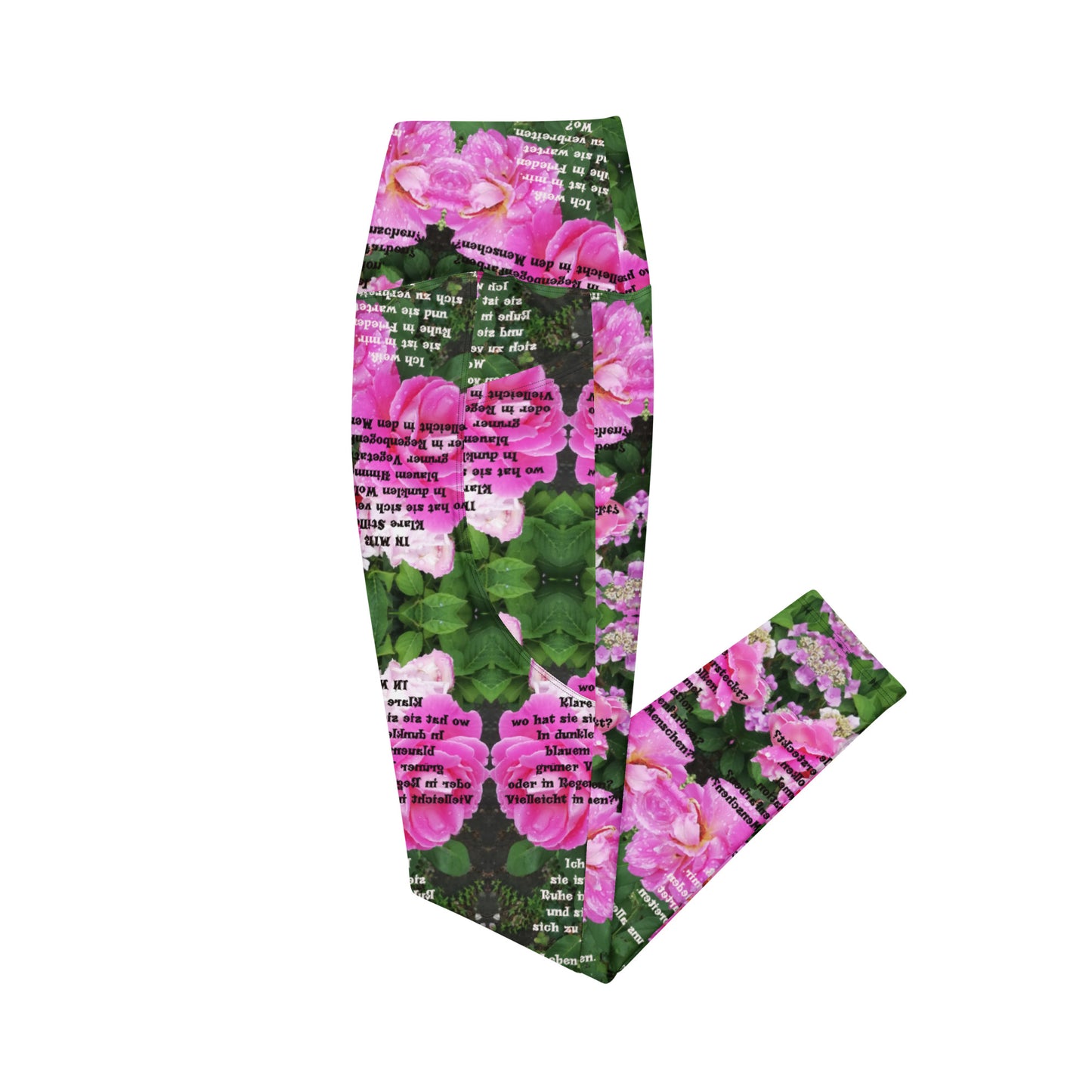 Recycelter V-Bund-Leggings mit Taschen 'Meine Poesie'