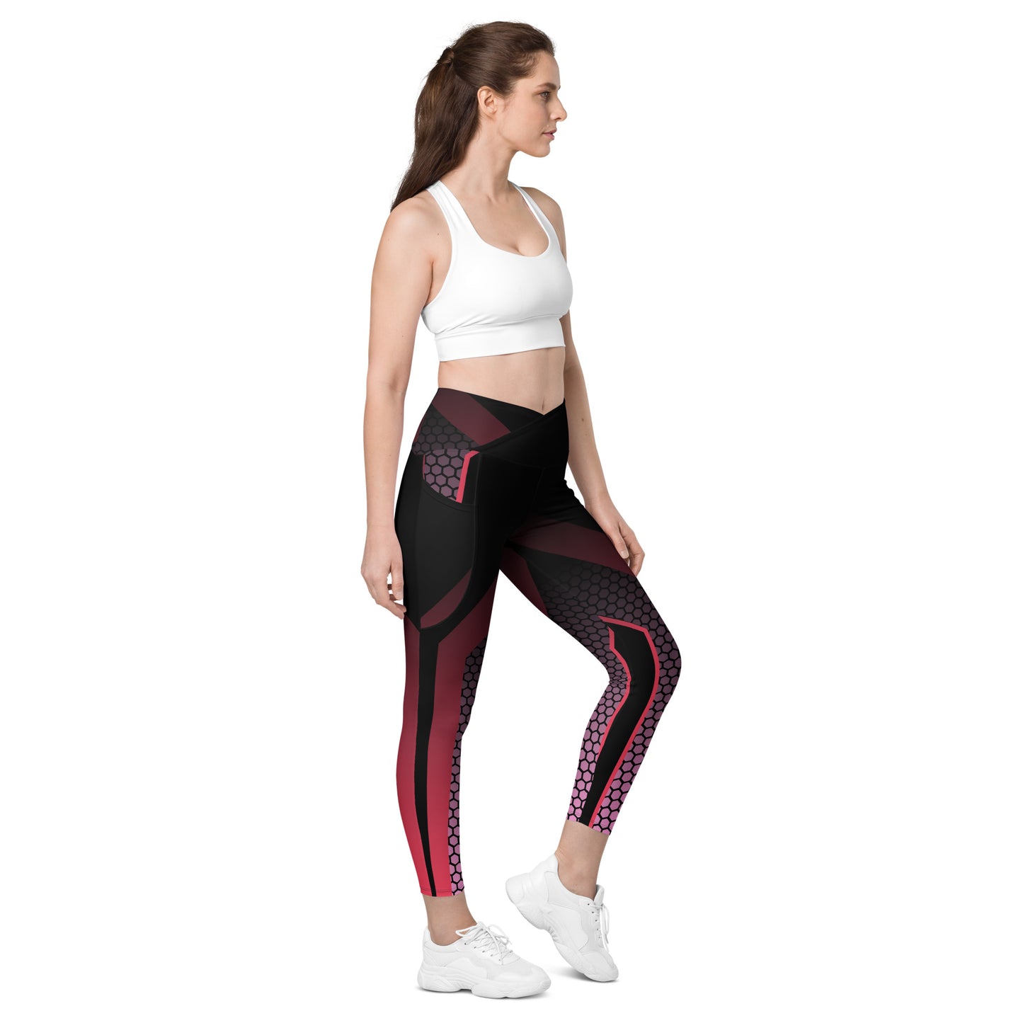 Recycelter V-Bund-Leggings mit Taschen