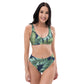 Recycelter Allover High Waist Bikini "Grüne Blätter"