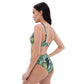 Recycelter Allover High Waist Bikini "Grüne Blätter"