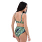 Recycelter Allover High Waist Bikini "Grüne Blätter"