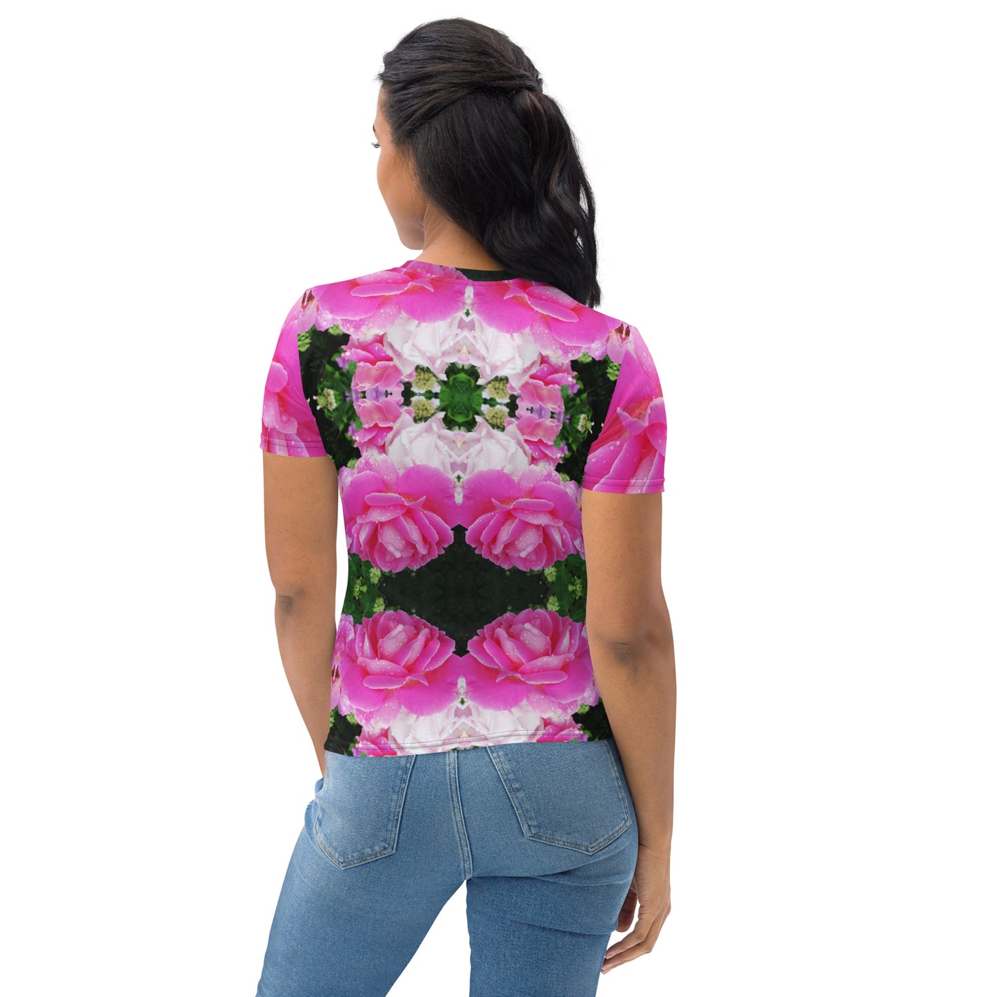 Allover-T-Shirt mit Rundhalsausschnitt für Damen "Rosen"