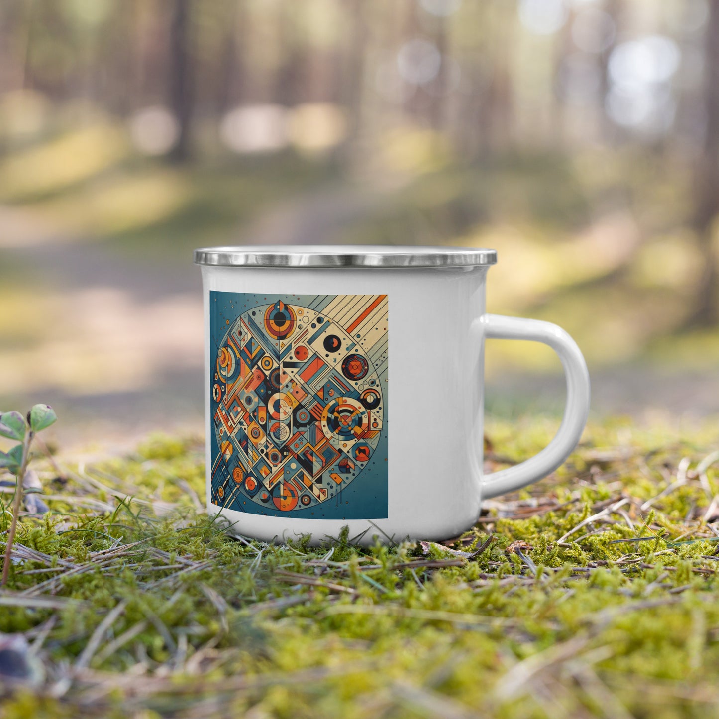 Jeder glückliche Camper braucht eine einzigartige Camper-Tasse. Sie ist leicht, langlebig und multifunktional. Verwende sie für dein Lieblingsgetränk oder eine warme Mahlzeit und befestige sie an deiner Tasche, damit du sie auf einer Wanderung leicht erreichen kannst 'Abstrakt'