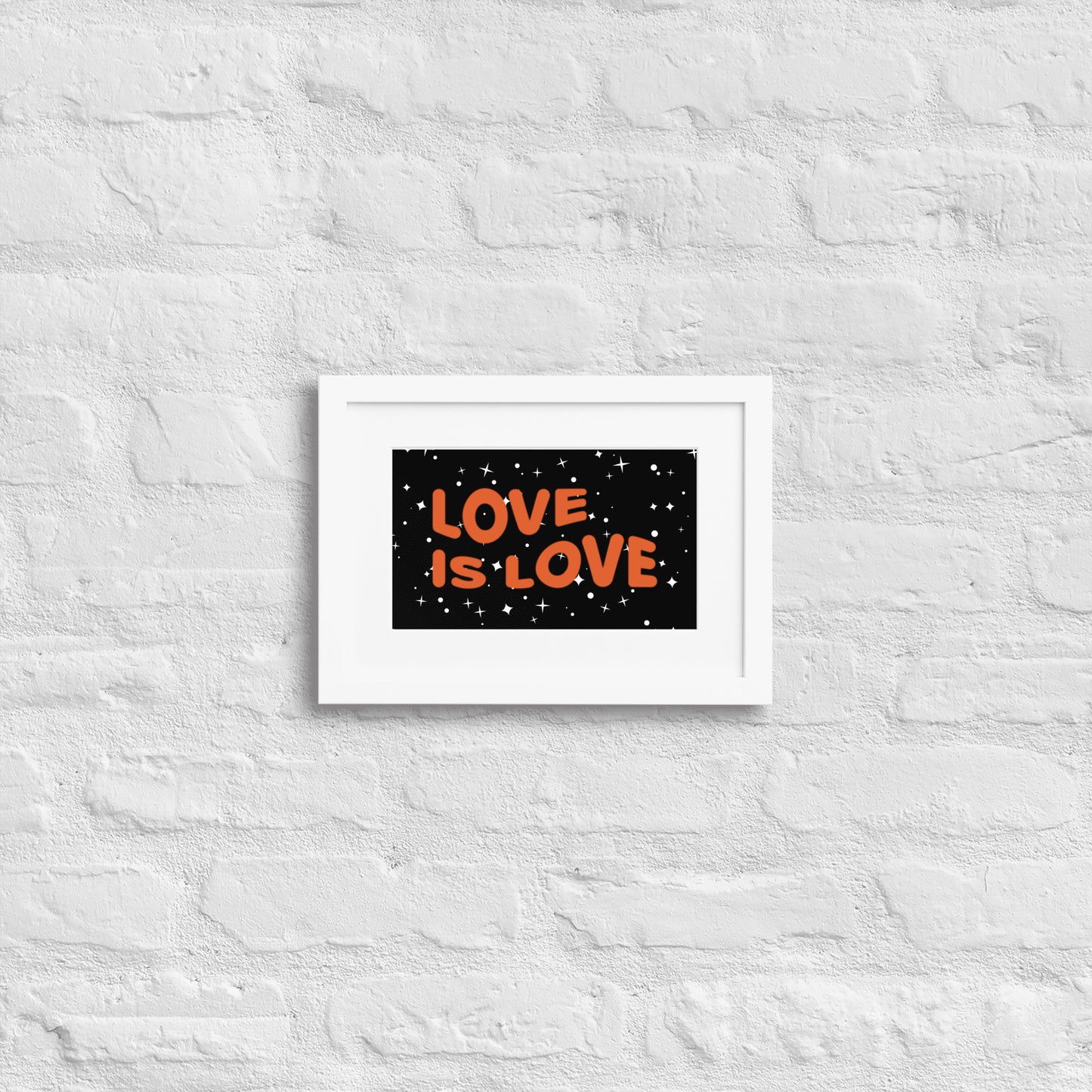 Gerahmtes Poster auf mattem Papier mit Matte (21x30cm) 'Love is love'