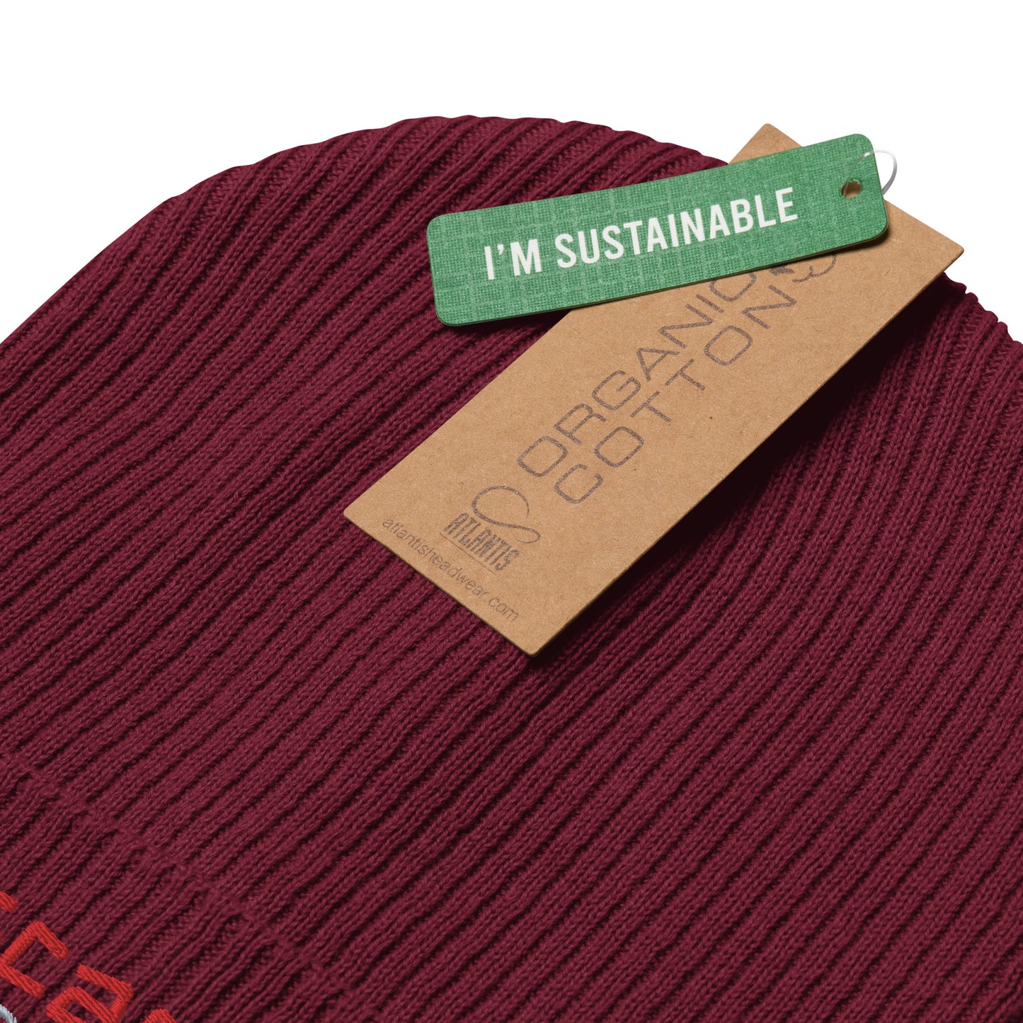 Gerippte Bio-Beanie 'Escape the ordinary'