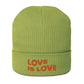 Gerippte Bio-Beanie 'Love is love'