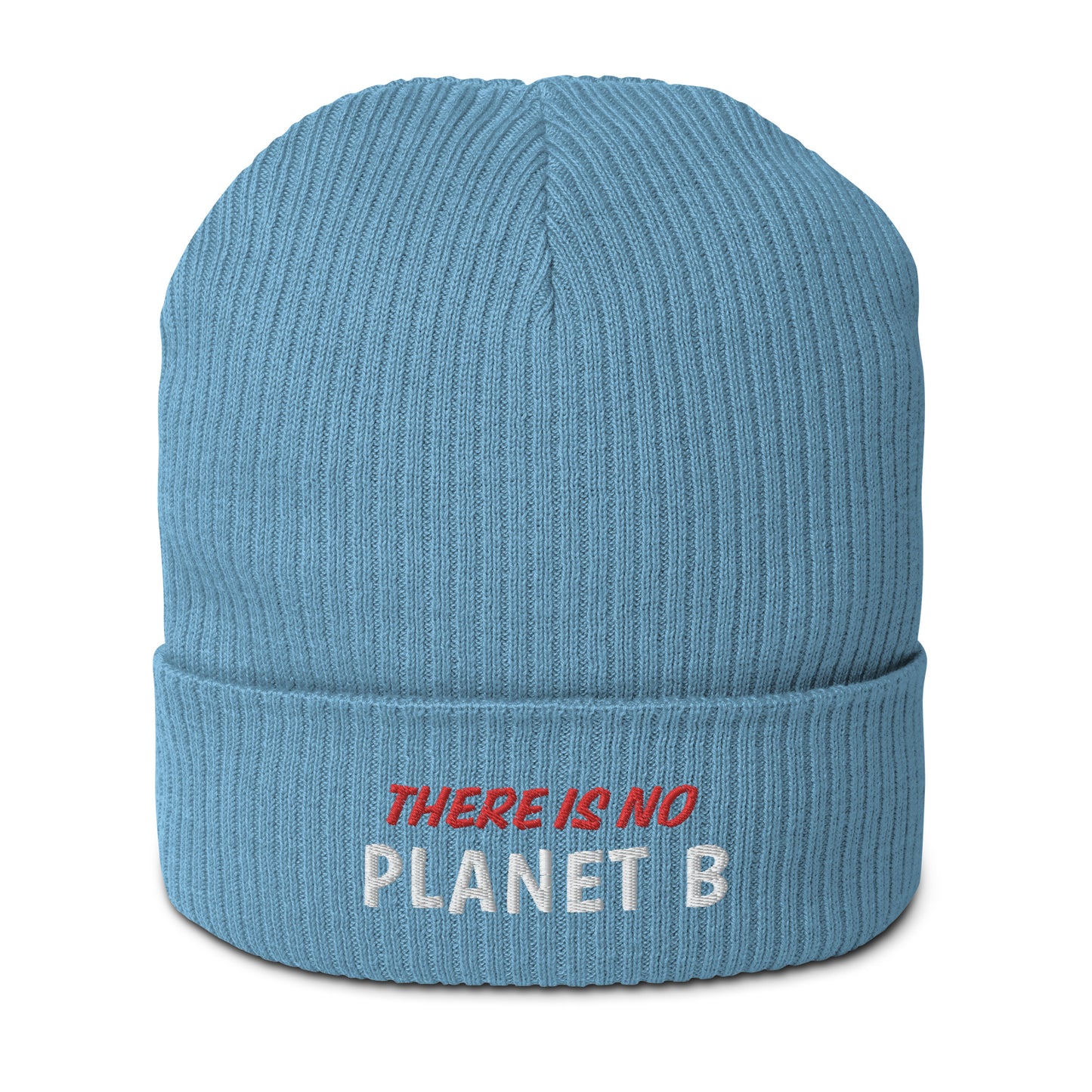 Gerippte Bio-Beanie 'There's no planet B'