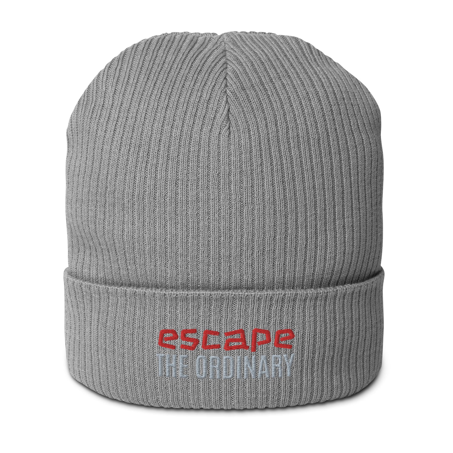 Gerippte Bio-Beanie 'Escape the ordinary'