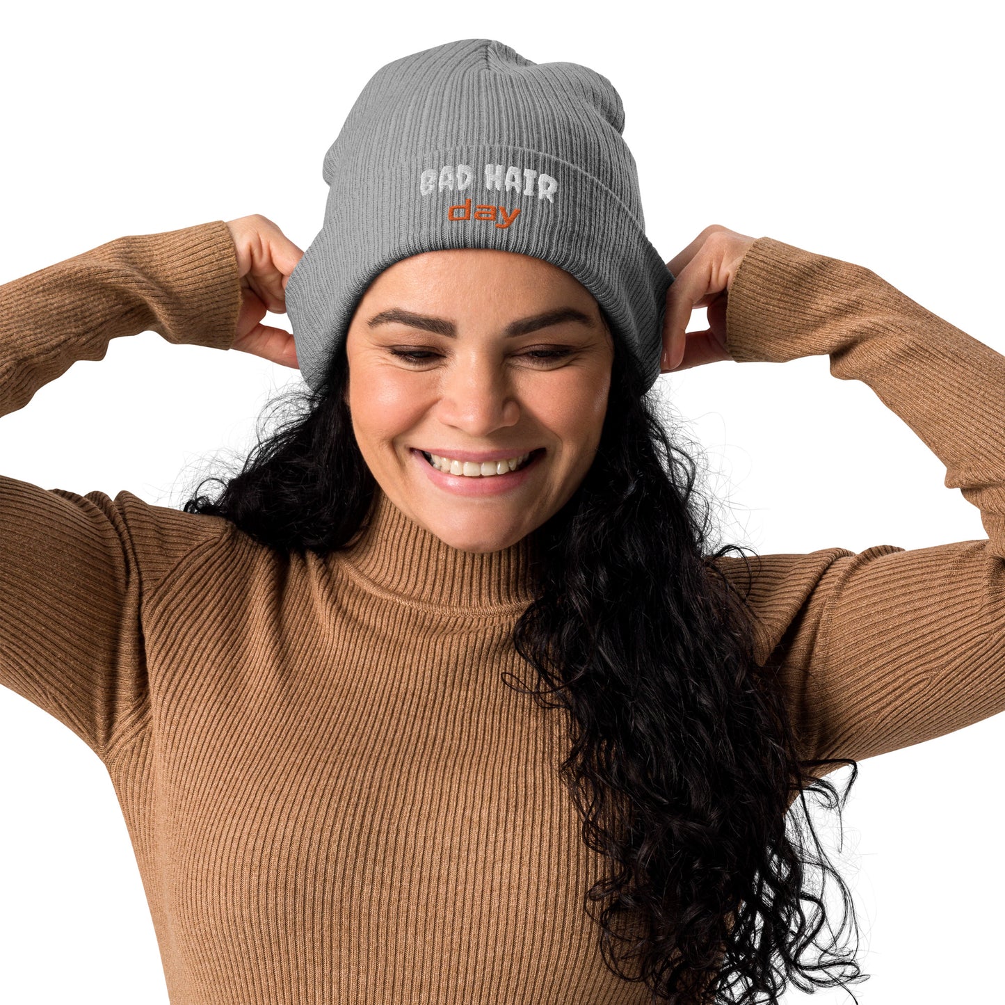 Gerippte Bio-Beanie 'Bad hair day'