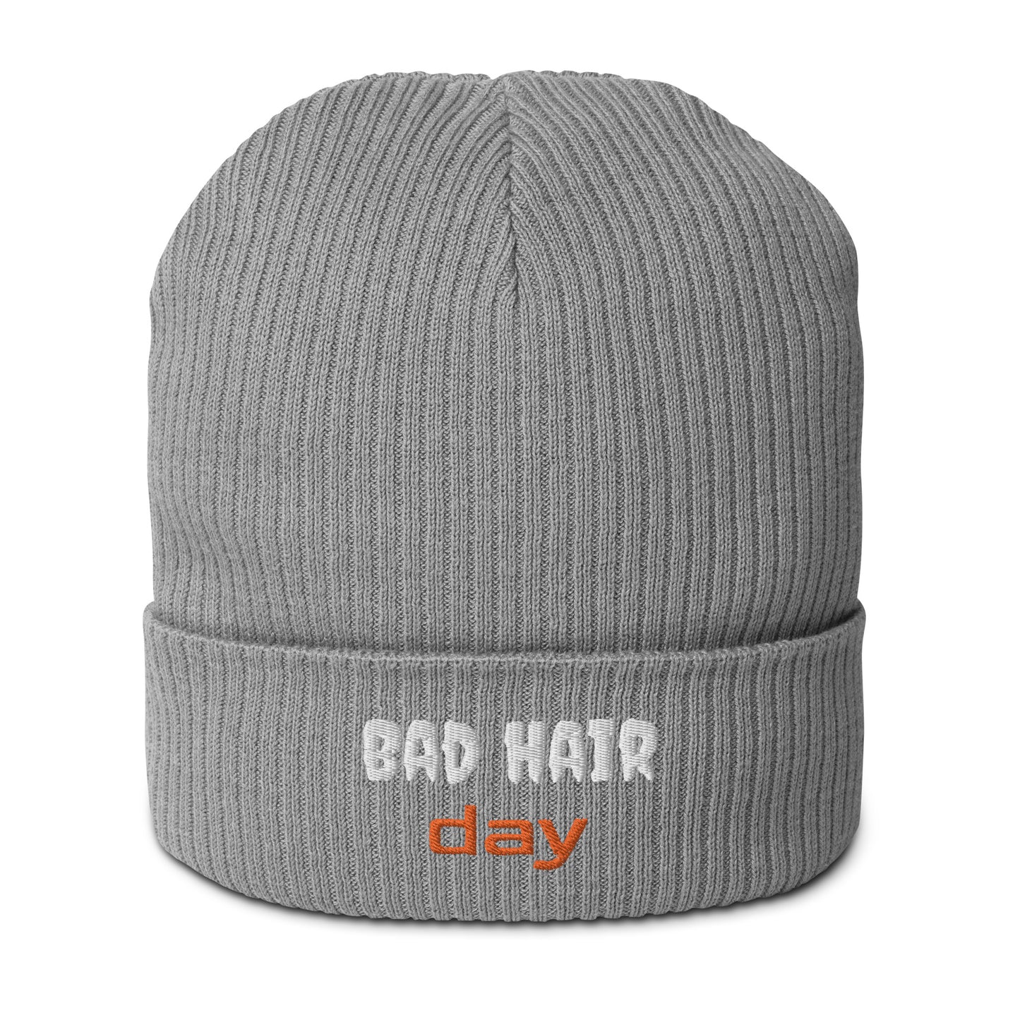 Gerippte Bio-Beanie 'Bad hair day'