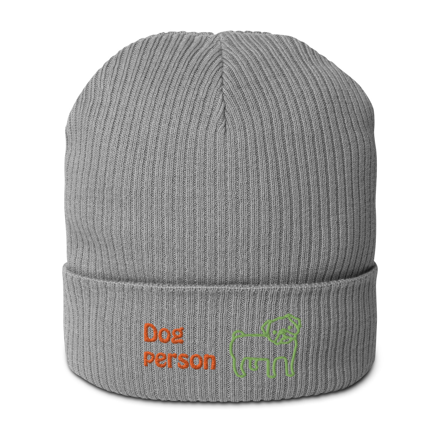 Gerippte Bio-Beanie 'Dog person'