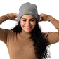 Gerippte Bio-Beanie 'Good vibes'