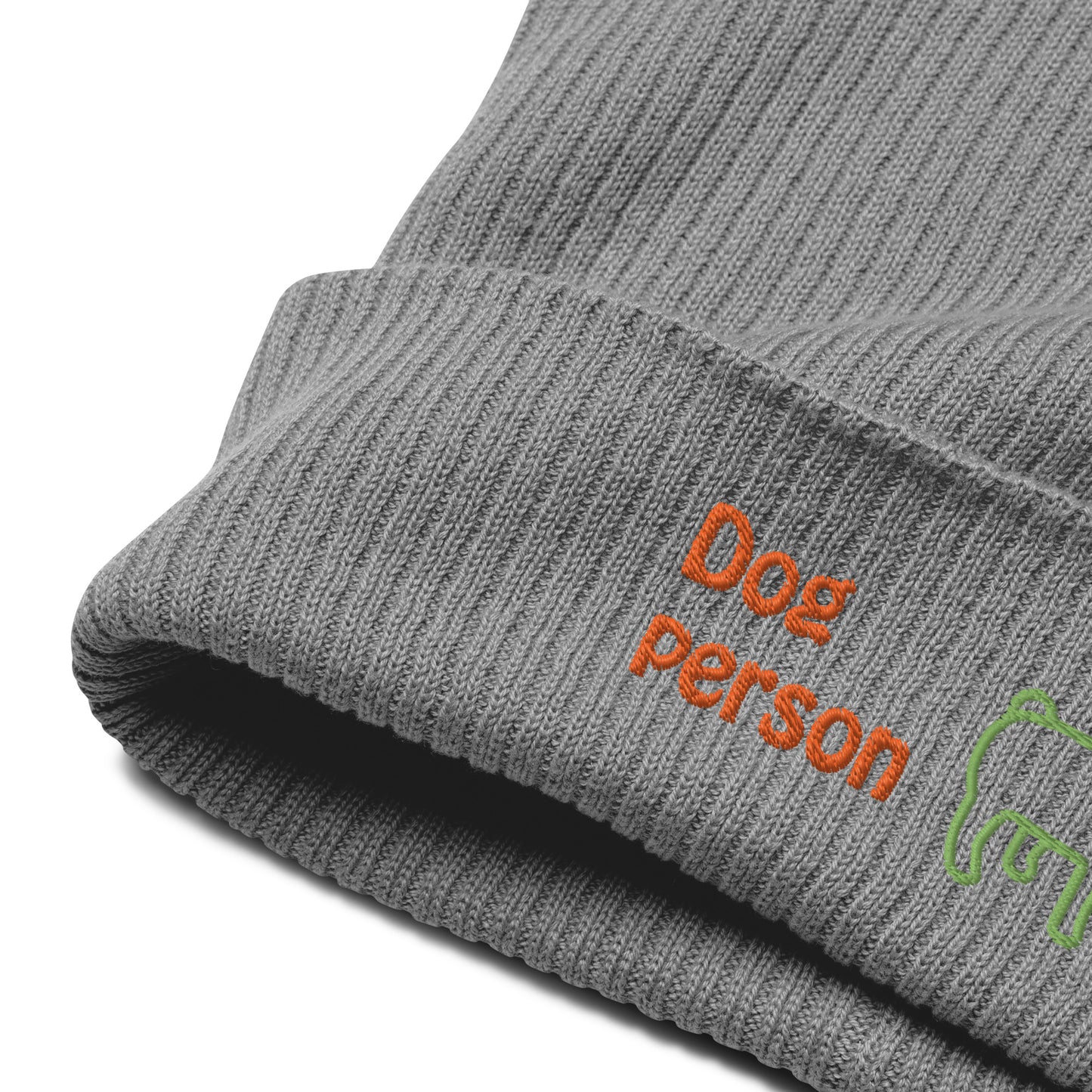 Gerippte Bio-Beanie 'Dog person'