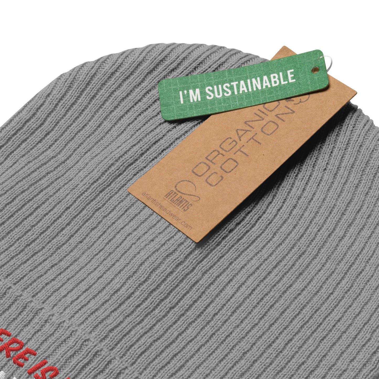 Gerippte Bio-Beanie 'There's no planet B'