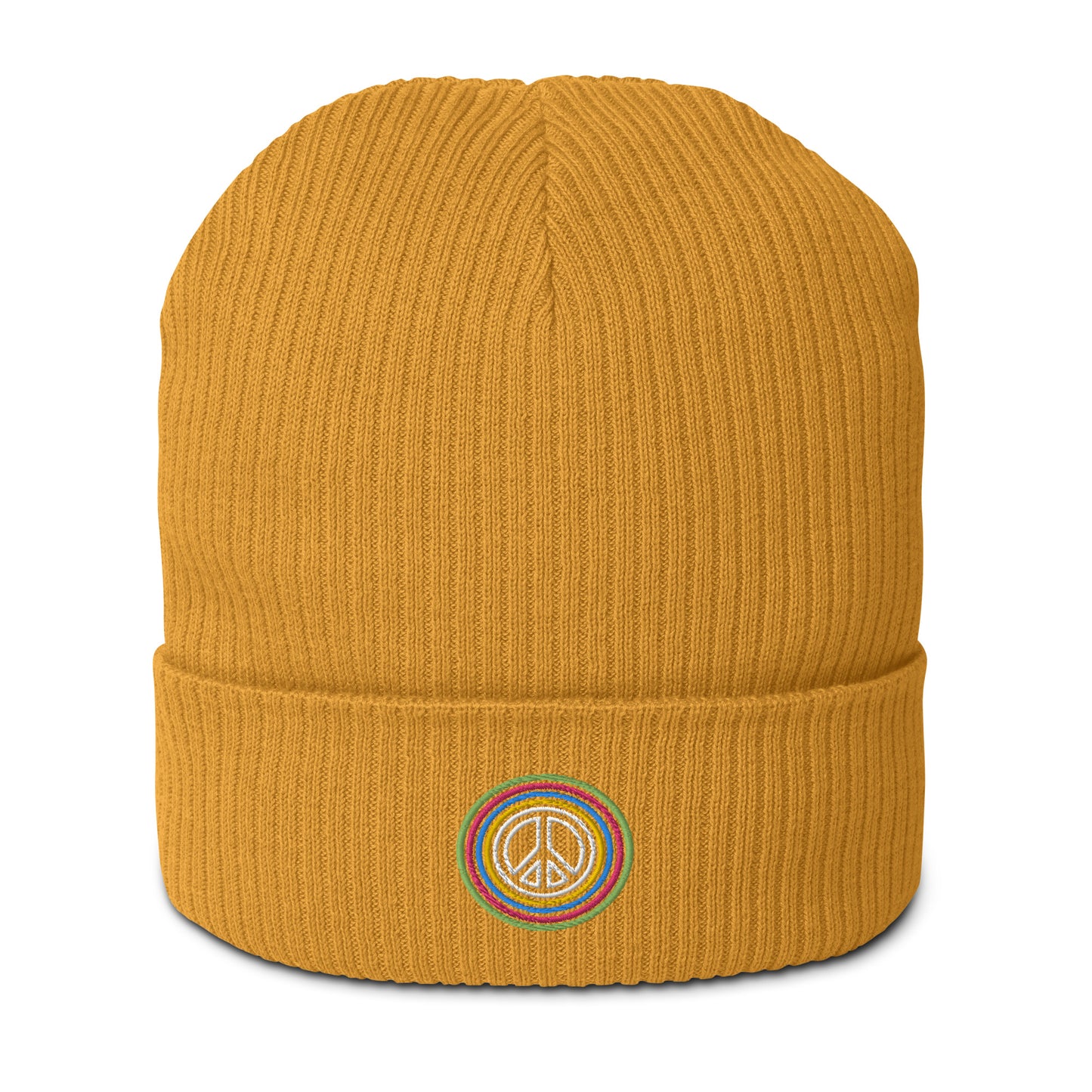 Gerippte Bio-Beanie 'Peace'