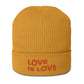 Gerippte Bio-Beanie 'Love is love'