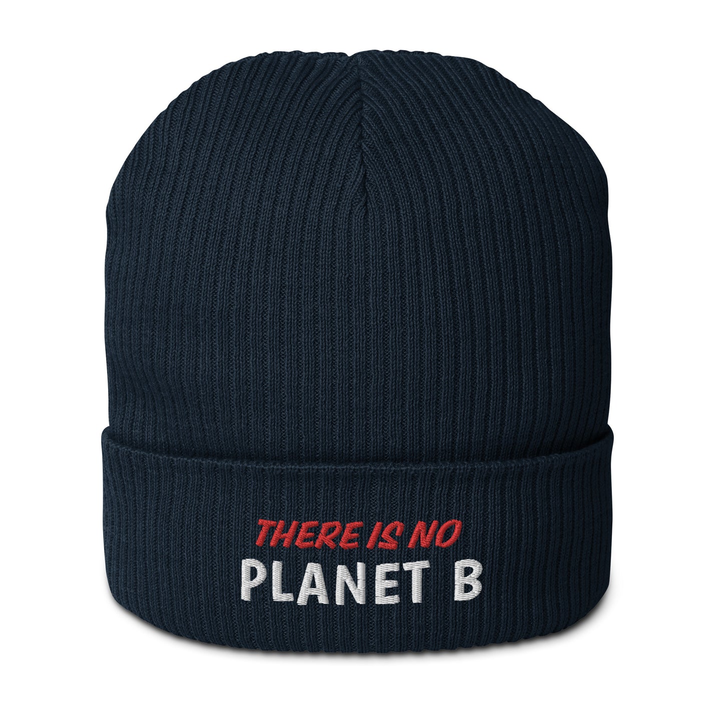 Gerippte Bio-Beanie 'There's no planet B'