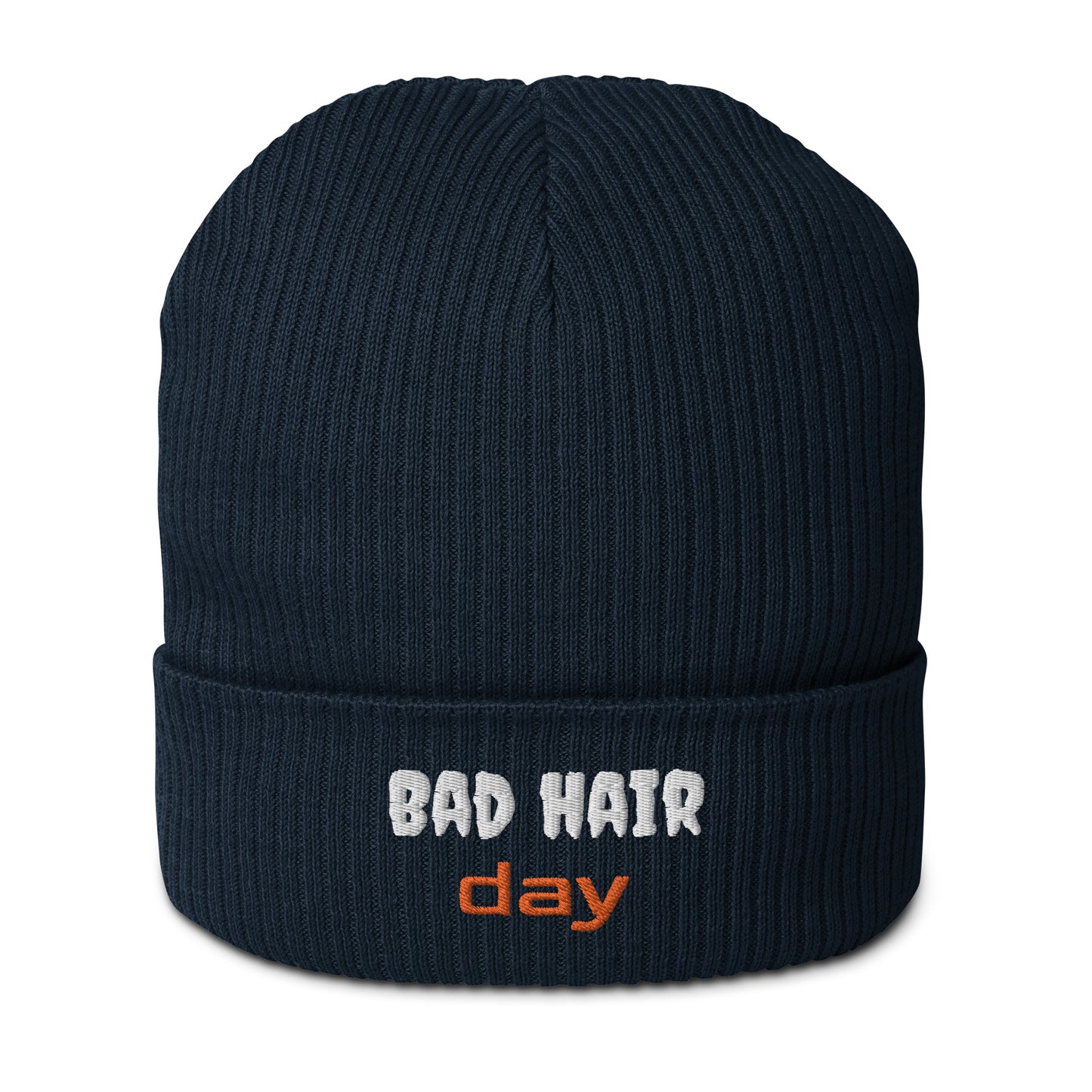 Gerippte Bio-Beanie 'Bad hair day'