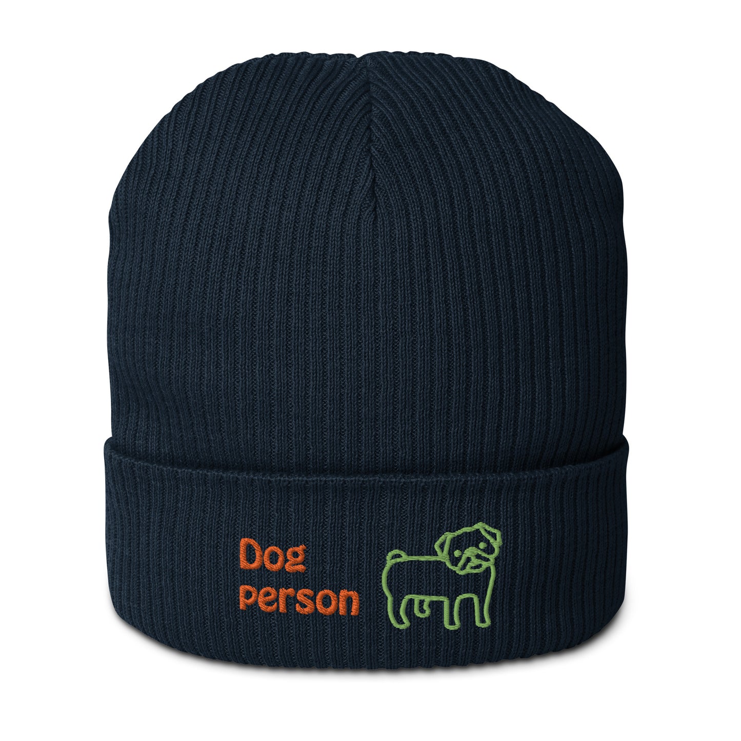 Gerippte Bio-Beanie 'Dog person'