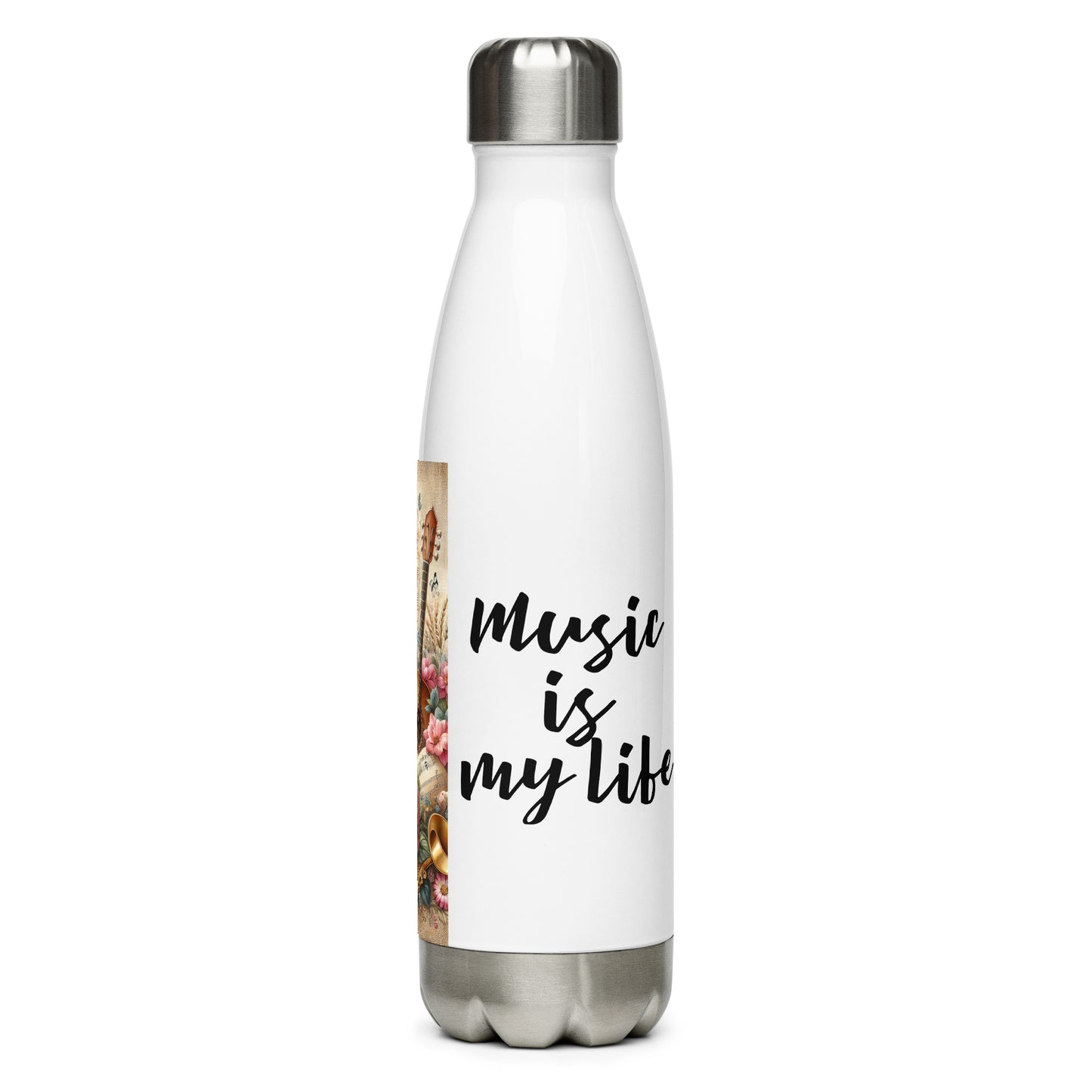 Edelstahl Trinkflasche 'Music is life'