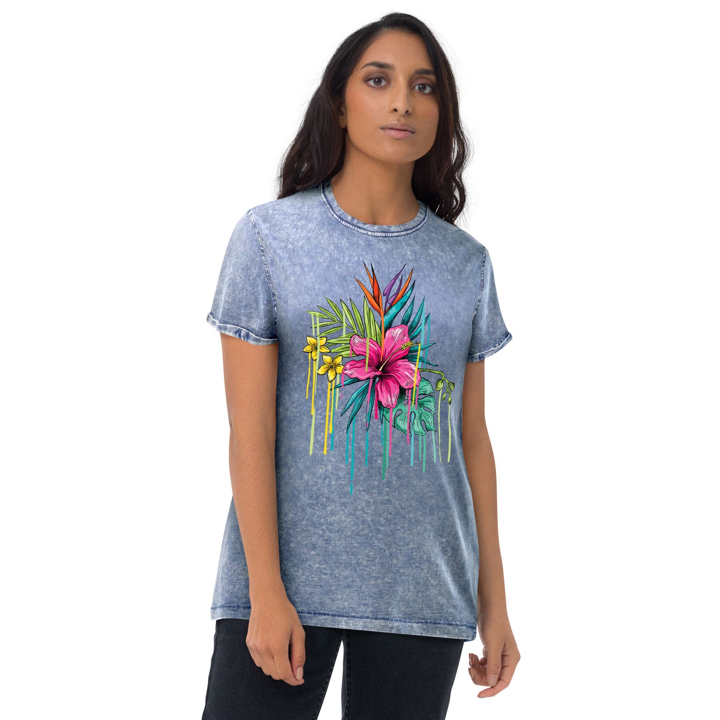 Unisex Denim-T-Shirt | Husky CA6689 "Blume"