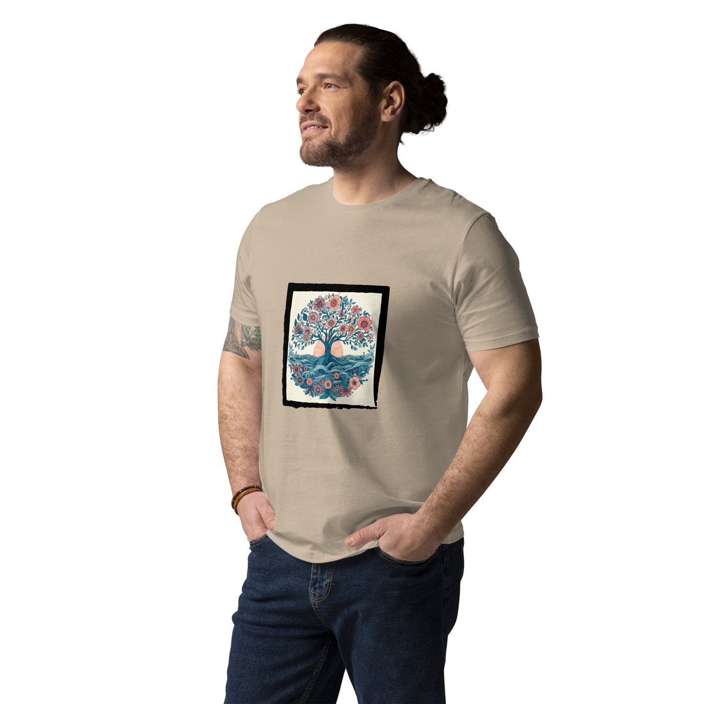 Unisex-Bio-Baumwoll-T-Shirt | Stanley/Stella STTU169 "Lebensbaum im Blütenmeer", Teil meiner „Baum des Lebens“-Kollektion