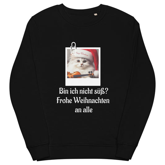 Der Unisex-Bio-Pullover ist aus organischen und recycelten Materialien hergestellt und fühlt sich weich und kuschelig an. Es hat eingesetzte Ärmel, 2×2 Rippen am Kragen und ein abgesetztes Nackenband. Bestelle dein nächstes umweltfreundliches Essential und zeige Stil! 'Merry Christmas'