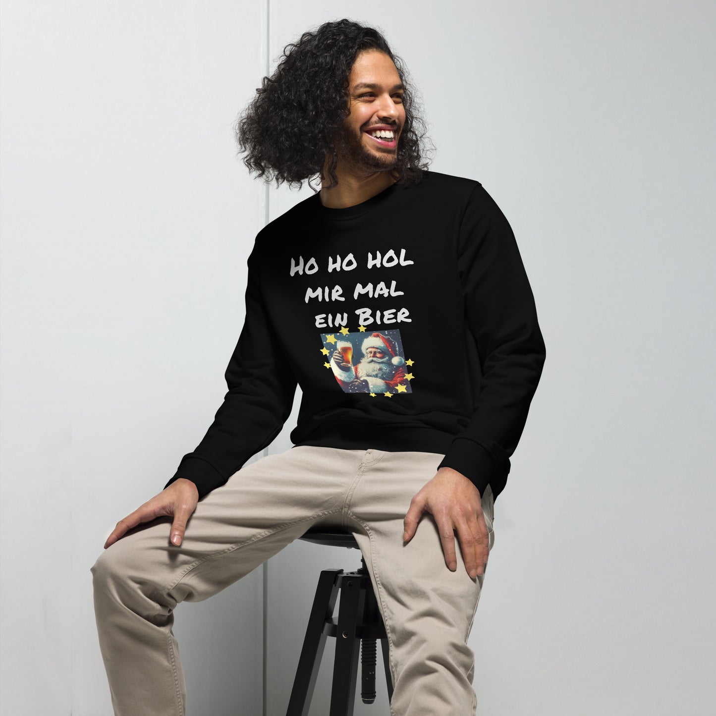 Unisex Bio-Pullover/Organischer Pullover | SOL'S 03574  'Ho ho hol mir Mal ein Bier'