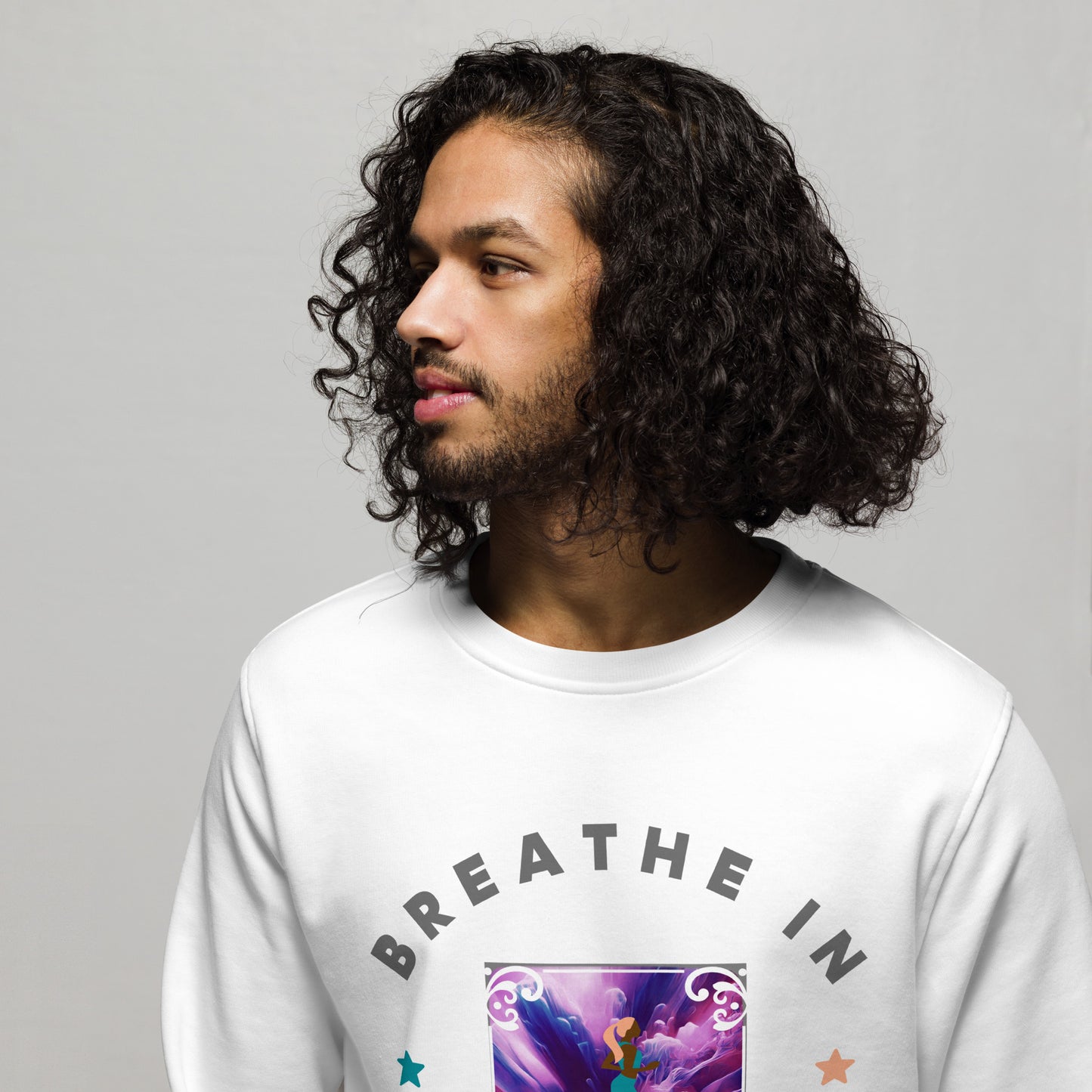 Unisex Bio-Pullover 'Breathe in, breathe out'