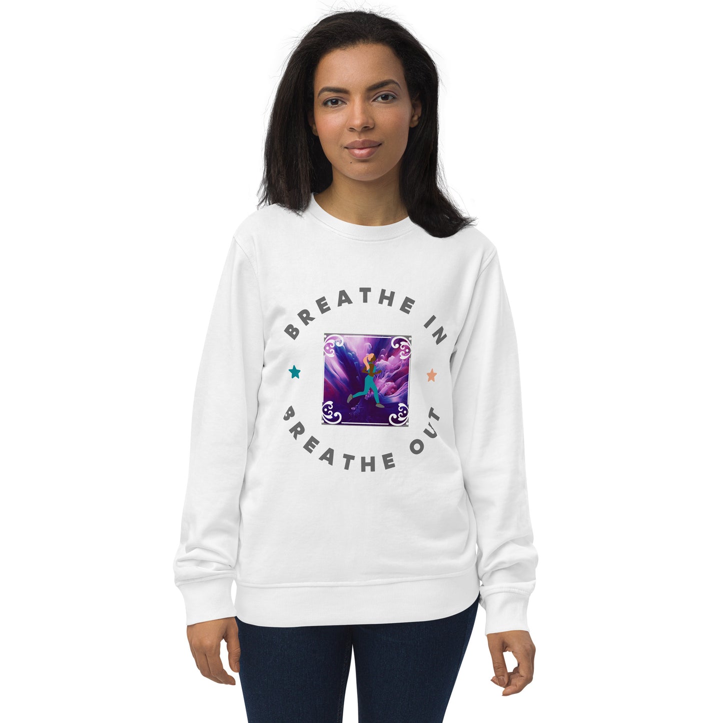 Unisex Bio-Pullover 'Breathe in, breathe out'