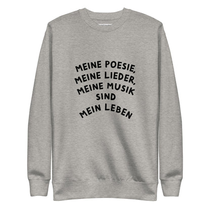 Ein klassischer Pullover mit Ripp-Rundhalsausschnitt, langen Ärmeln mit Bündchen und flachem Saum. Kann alleine oder kombiniert getragen werden, für einen modernen Streetwear-Look. Weiches Vlies-Innenfutter und komfortable Passform. Es wird garantiert dein neuer Lieblingspullover! 'Meine Poesie'