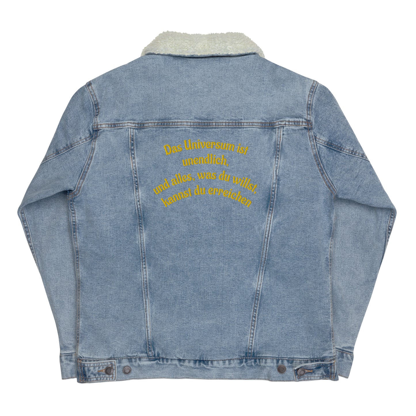 Unisex  Sherpa Jeansjacke mit dem Motiv 'Universum'