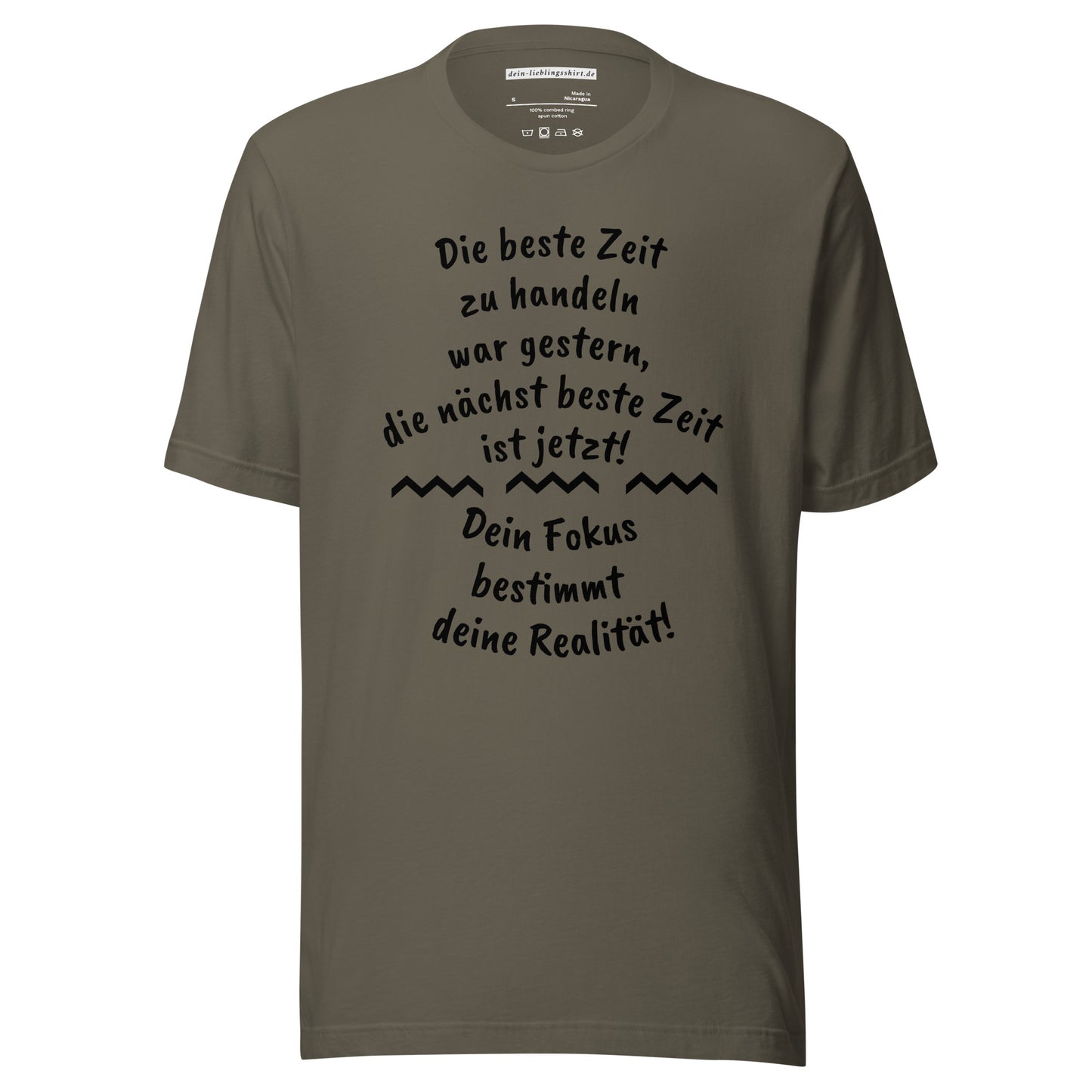 Essenzielles Unisex T-Shirt | Bella + Canvas 3001 'Die beste Zeit zu handeln'