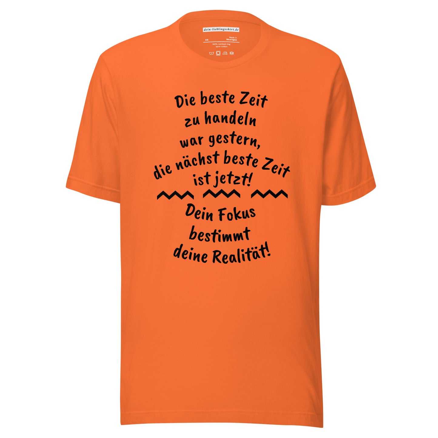 Essenzielles Unisex T-Shirt | Bella + Canvas 3001 'Die beste Zeit zu handeln'