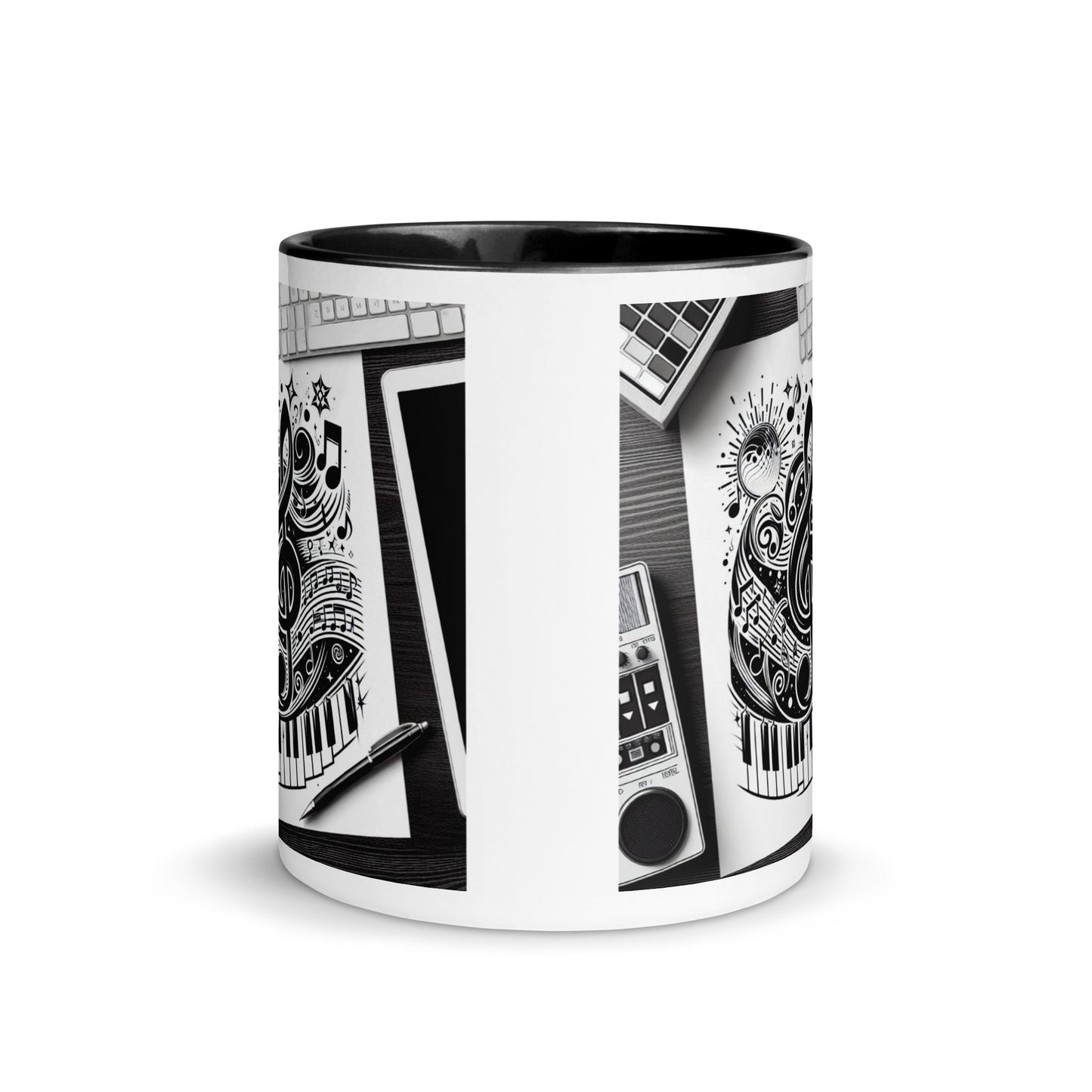 Tasse mit farbiger Innenseite 'Music is life', Teil meiner 'Music is life'-Kollektion