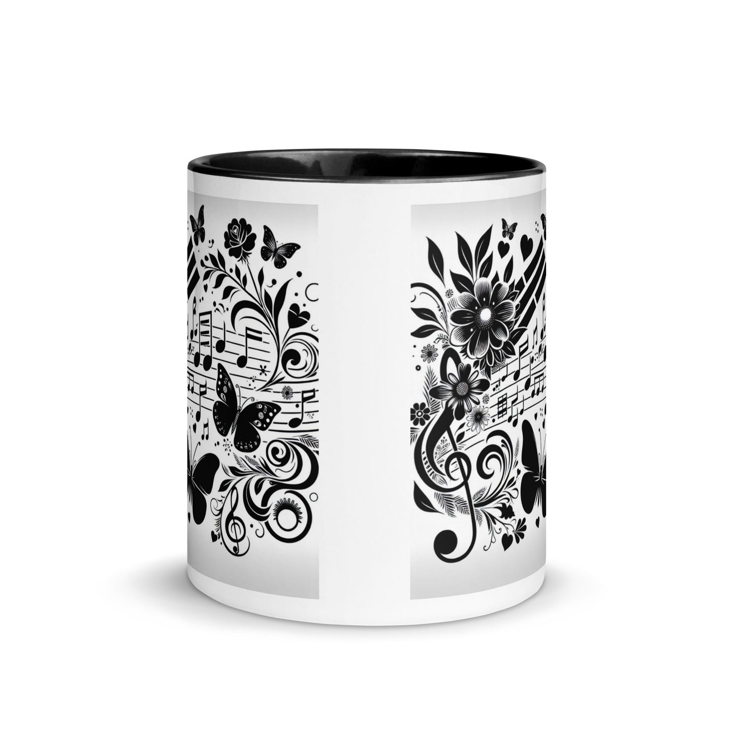 Tasse mit farbiger Innenseite 'Music is life', Teil meiner 'Music is life'-Kollektion