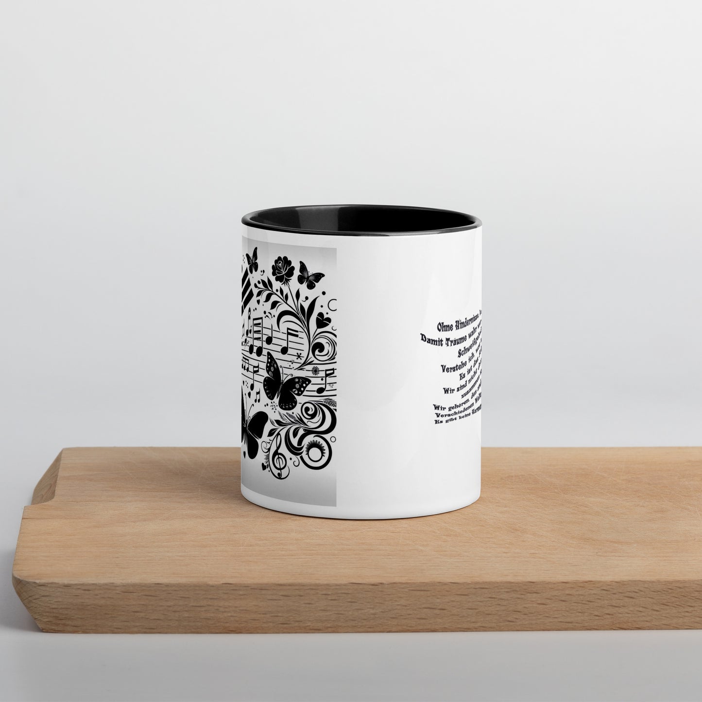 Tasse mit farbiger Innenseite 'Musik & meine Poesie'