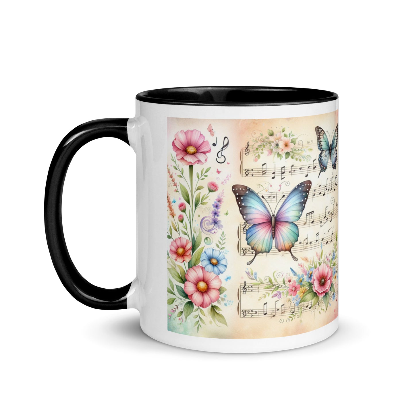 Tasse mit farbiger Innenseite 'Music is life', Teil meiner 'Music is life'-Kollektion