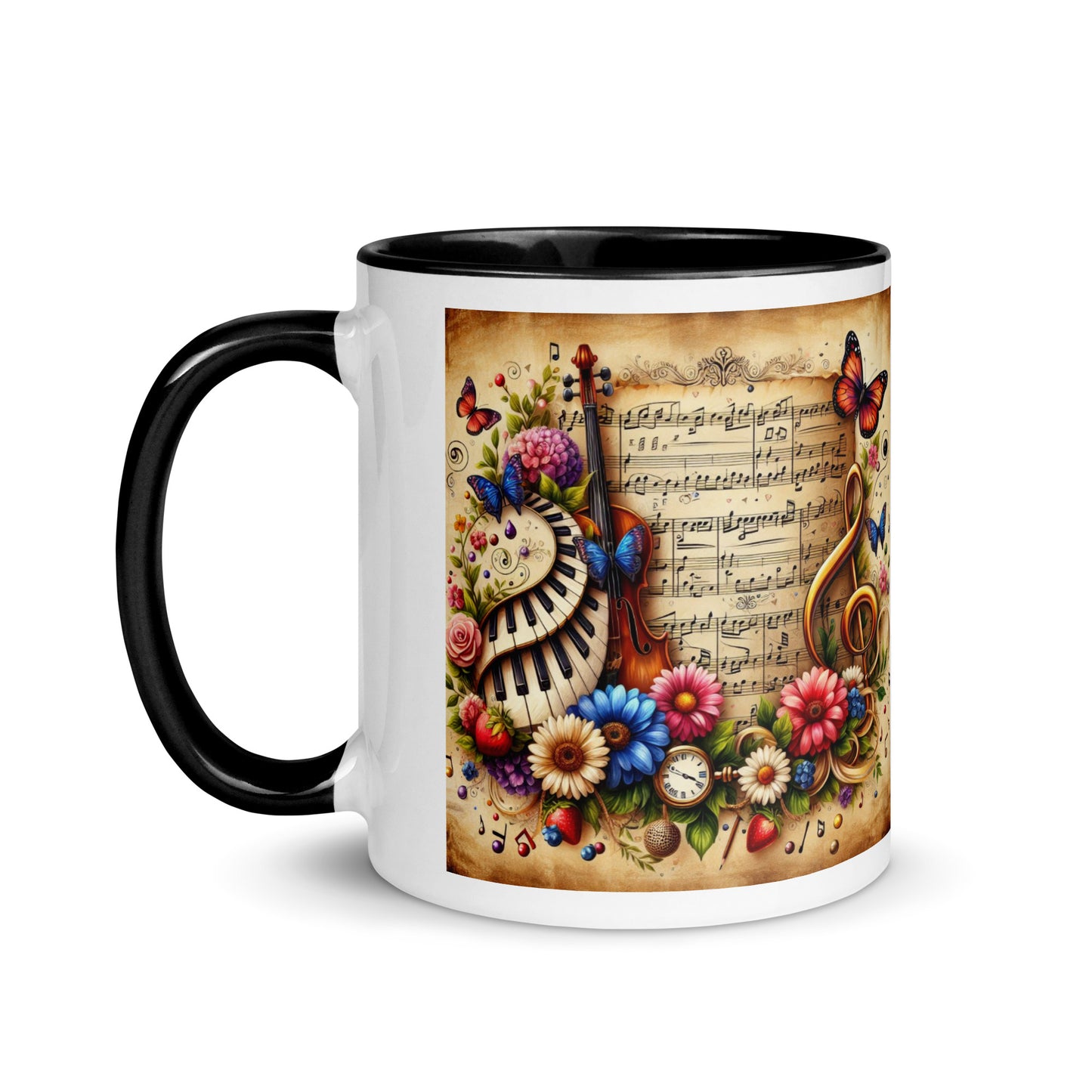 Tasse mit farbiger Innenseite 'Music is life', Teil meiner 'Music is life'-Kollektion