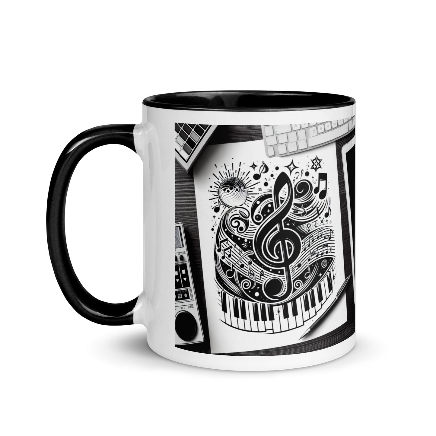 Tasse mit farbiger Innenseite 'Music is life', Teil meiner 'Music is life'-Kollektion