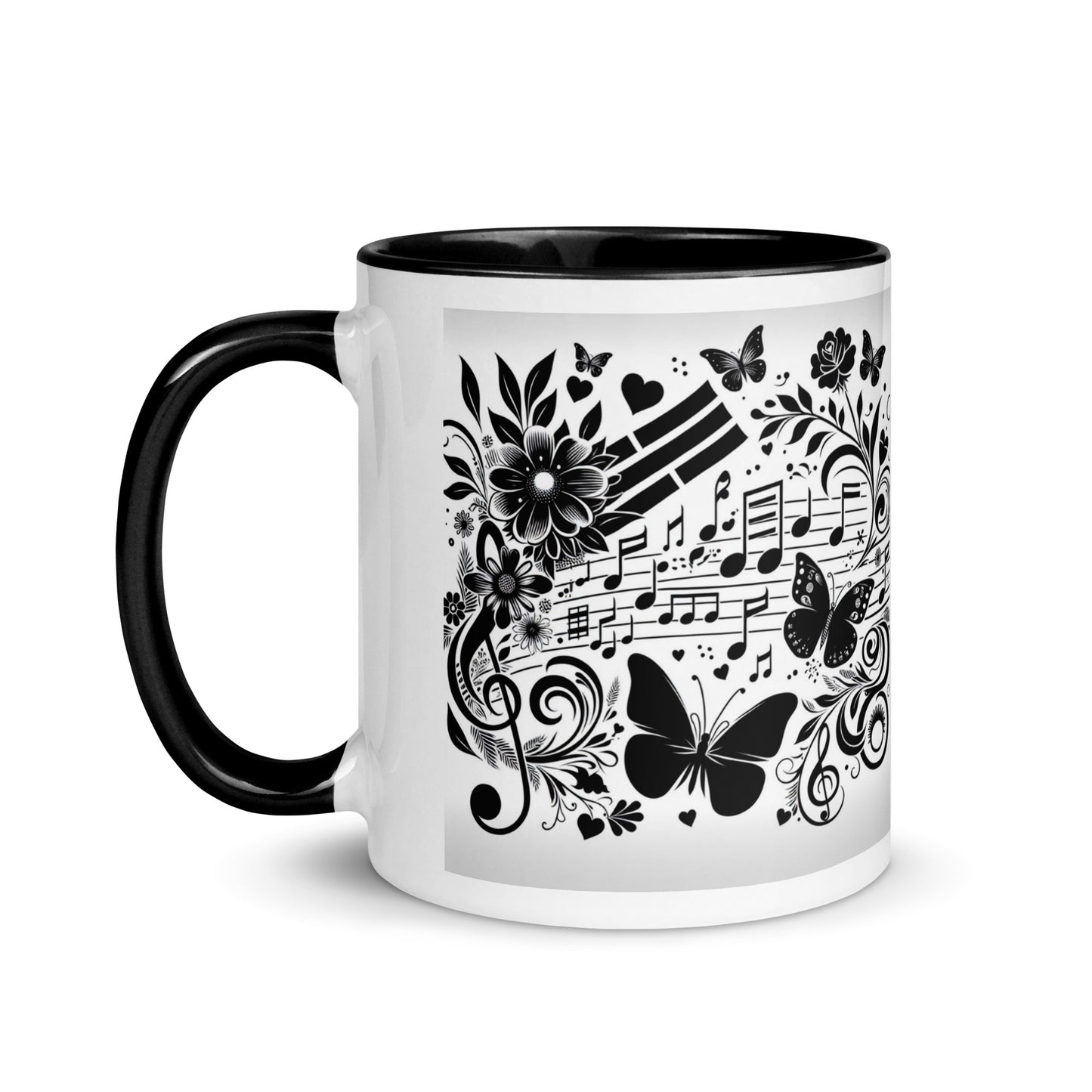 Tasse mit farbiger Innenseite 'Music is life', Teil meiner 'Music is life'-Kollektion