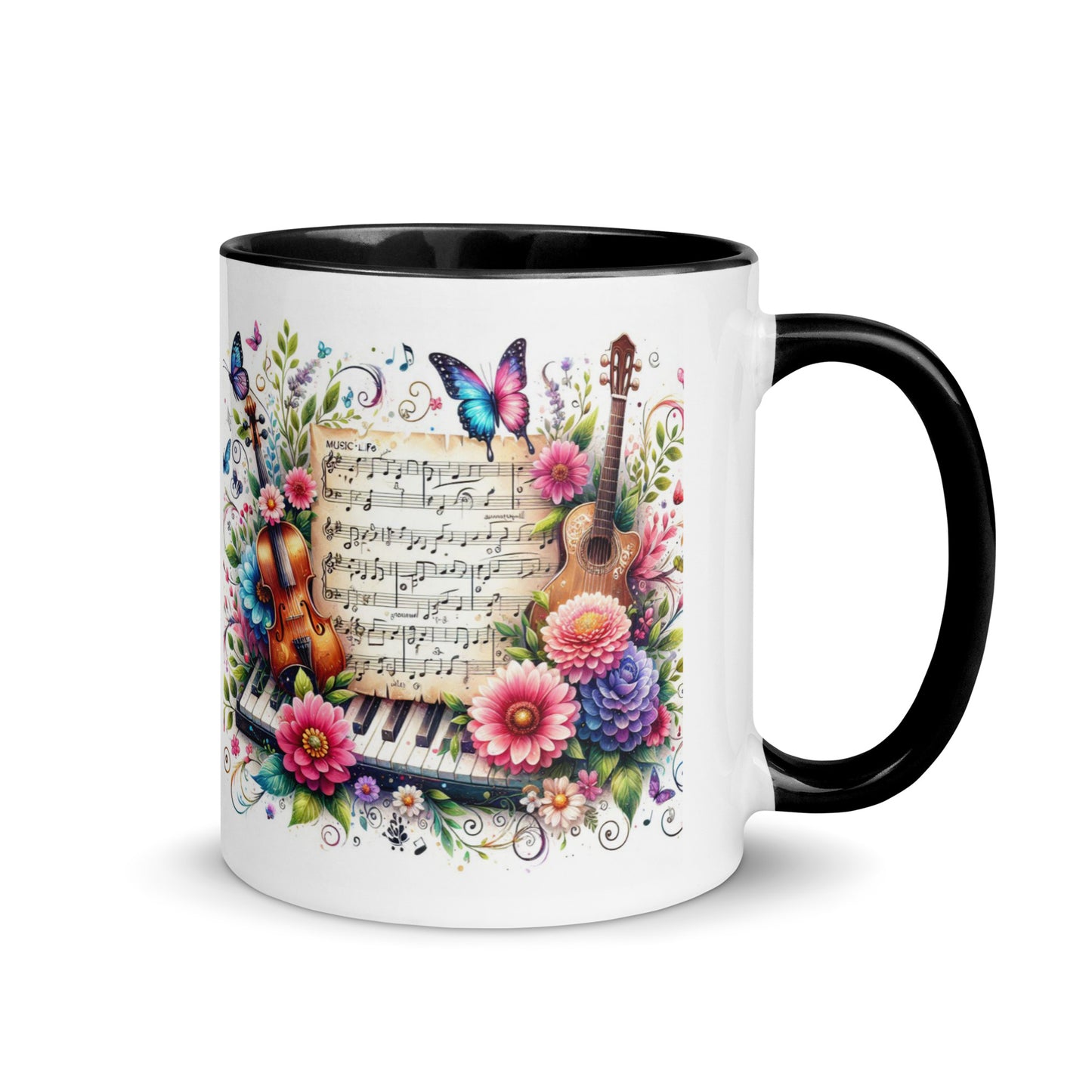 Tasse mit farbiger Innenseite 'Music is life', Teil meiner 'Music is life'-Kollektion