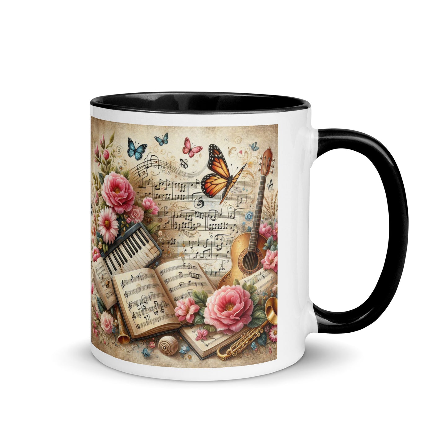 Tasse mit farbiger Innenseite 'Music is life', Teil meiner 'Music is life'-Kollektion