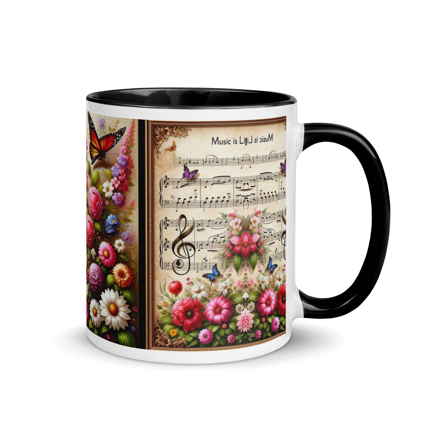 Tasse mit farbiger Innenseite 'Music is life', Teil meiner 'Music is life'-Kollektion